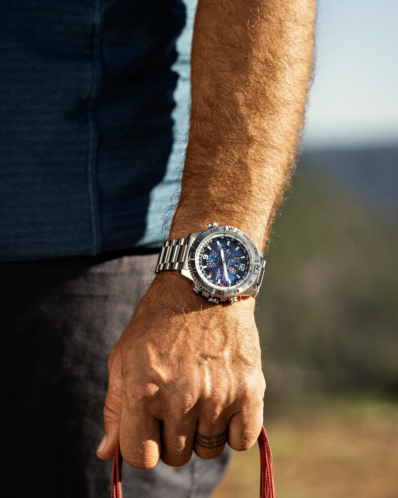 Promaster Navihawk A-T Blue Dial Stainless Steel Bracelet AT8220